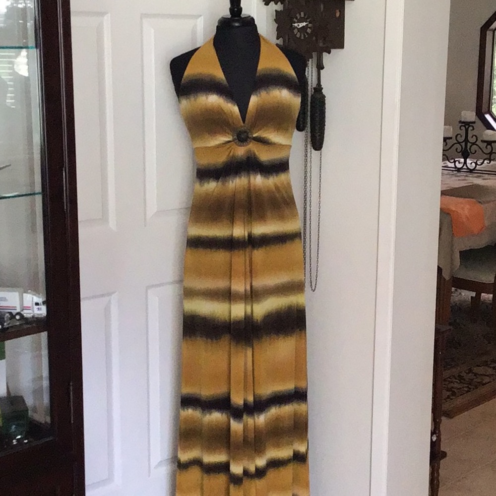 Essentials by A.B.S. Halter Tye- Dyed Maxi Gown
